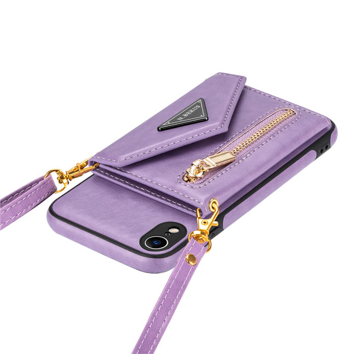 Crossbody Zipper Wallet iPhone XR Case With Strap