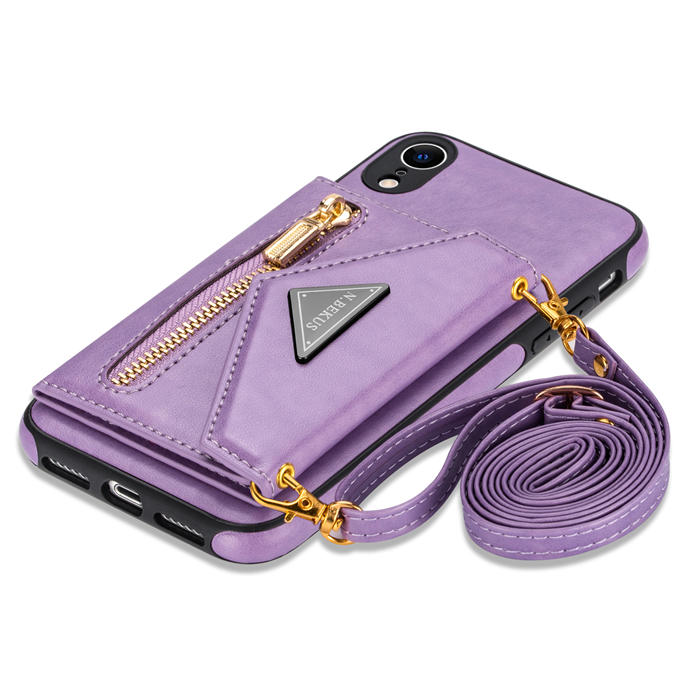 Crossbody Zipper Wallet iPhone XR Case With Strap