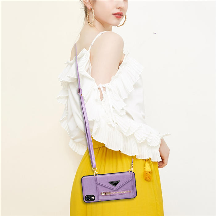 Crossbody Zipper Wallet iPhone XR Case With Strap