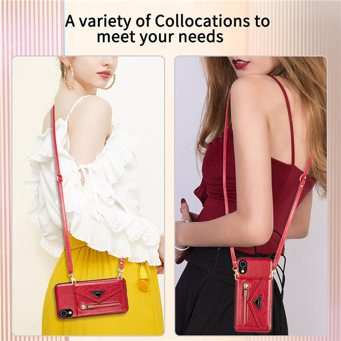 Crossbody Zipper Wallet iPhone XR Case With Strap