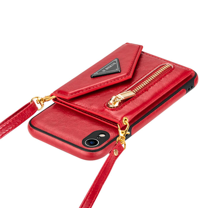 Crossbody Zipper Wallet iPhone XR Case With Strap