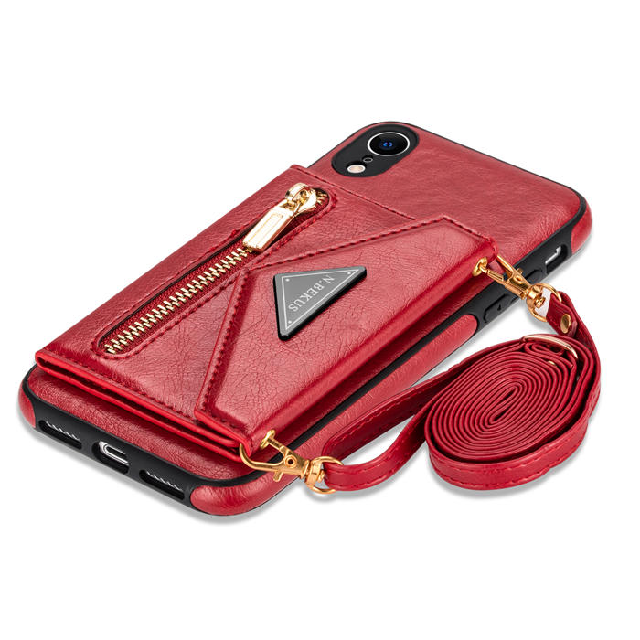 Crossbody Zipper Wallet iPhone XR Case With Strap