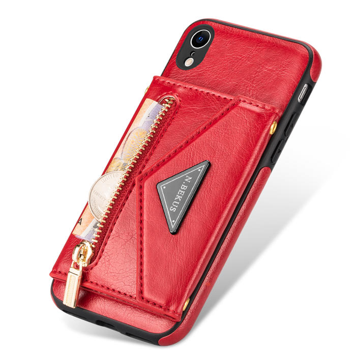 Crossbody Zipper Wallet iPhone XR Case With Strap