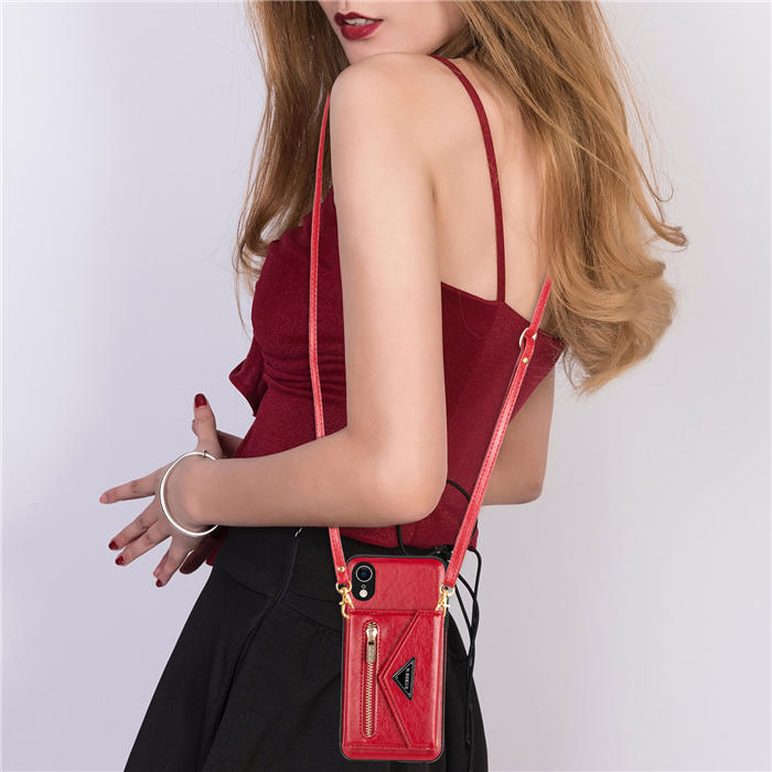 Crossbody Zipper Wallet iPhone XR Case With Strap