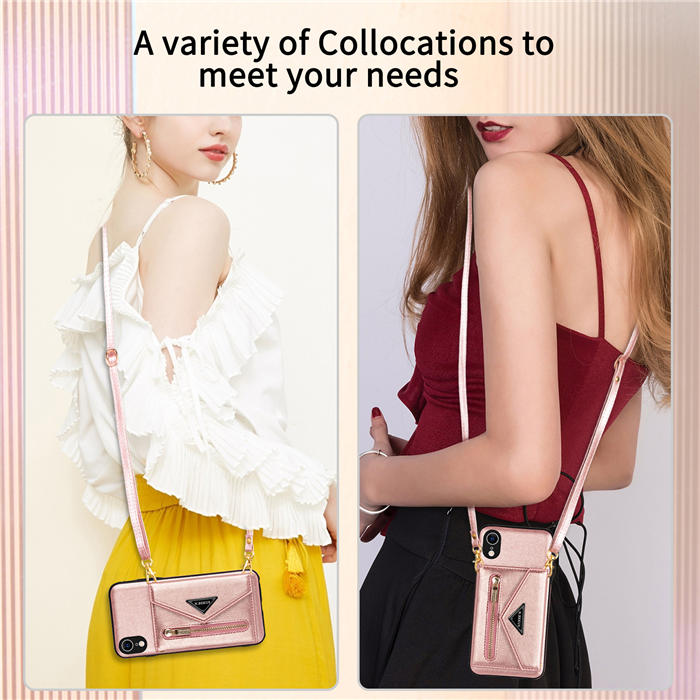 Crossbody Zipper Wallet iPhone XR Case With Strap