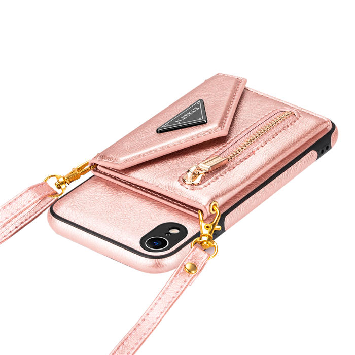 Crossbody Zipper Wallet iPhone XR Case With Strap