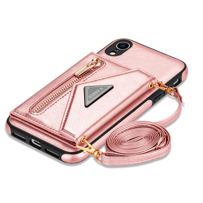 Crossbody Zipper Wallet iPhone XR Case With Strap