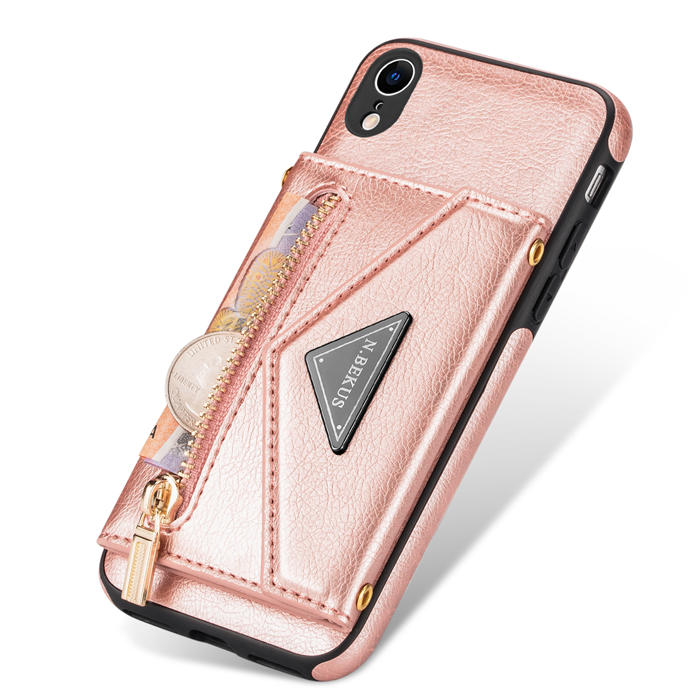 Crossbody Zipper Wallet iPhone XR Case With Strap