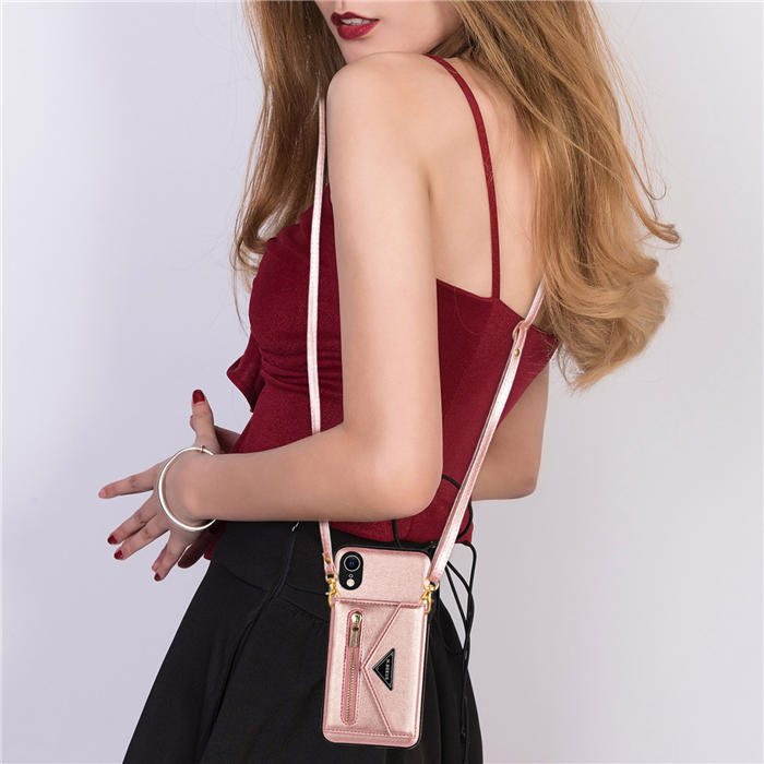 Crossbody Zipper Wallet iPhone XR Case With Strap