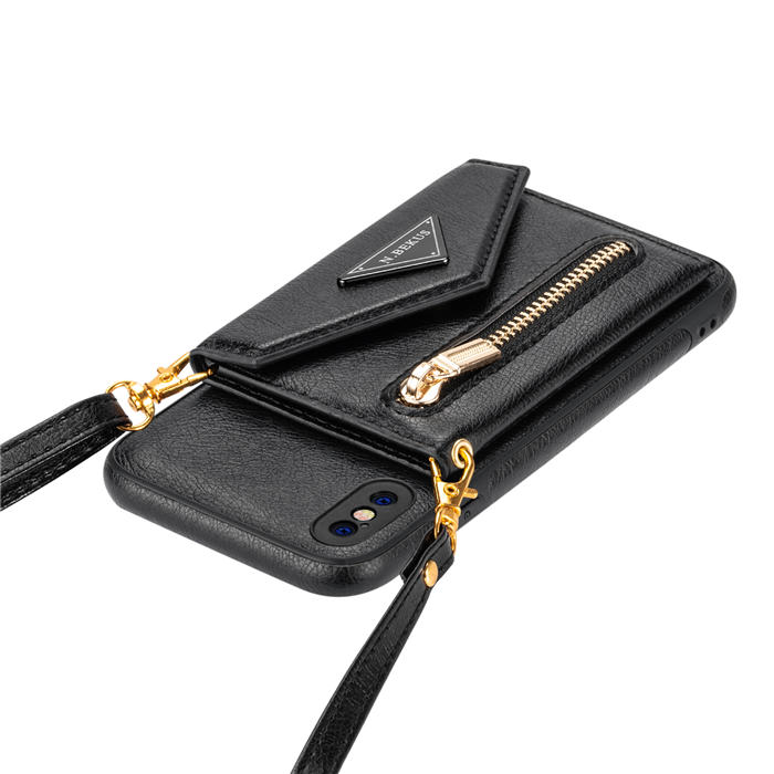 Crossbody Zipper Wallet iPhone XS Max Case With Strap