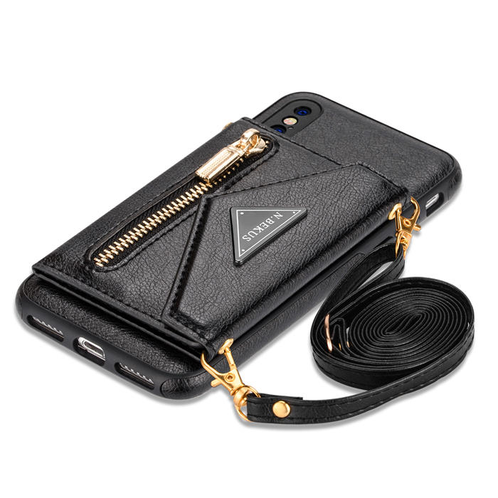 Crossbody Zipper Wallet iPhone X/XS Case With Strap