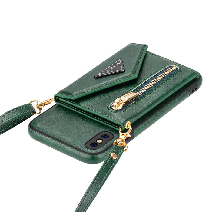 Crossbody Zipper Wallet iPhone X/XS Case With Strap