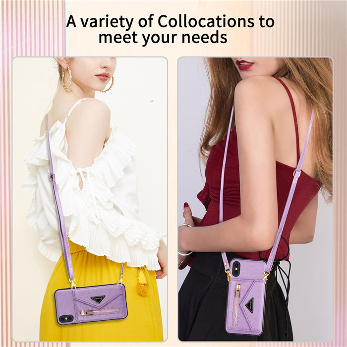 Crossbody Zipper Wallet iPhone XS Max Case With Strap