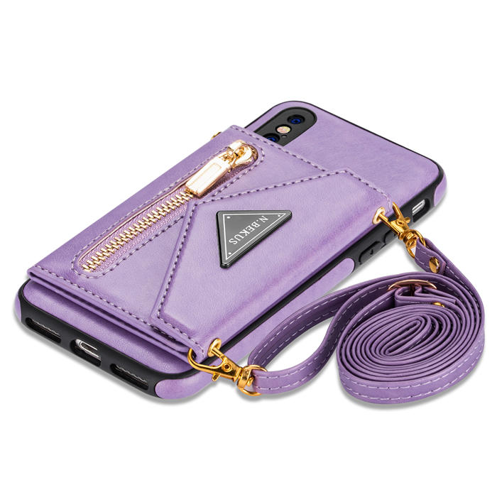 Crossbody Zipper Wallet iPhone XS Max Case With Strap