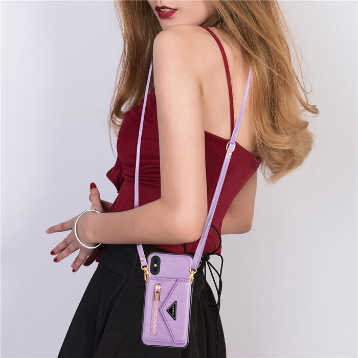 Crossbody Zipper Wallet iPhone XS Max Case With Strap