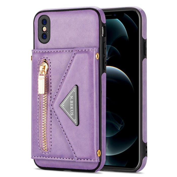 Crossbody Zipper Wallet iPhone XS Max Case With Strap