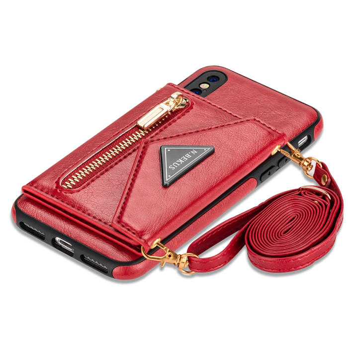 Crossbody Zipper Wallet iPhone X/XS Case With Strap