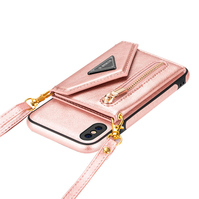 Crossbody Zipper Wallet iPhone XS Max Case With Strap