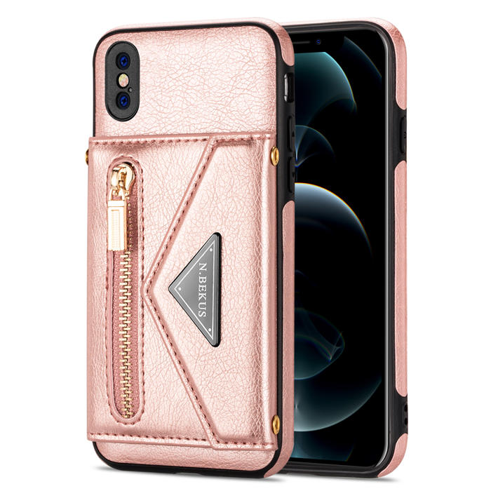 Crossbody Zipper Wallet iPhone XS Max Case With Strap