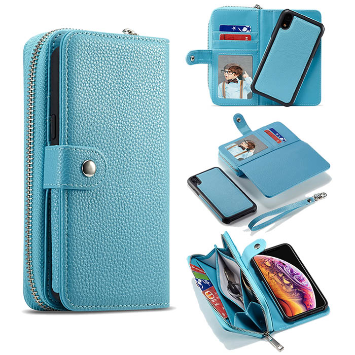 BRG iPhone XR Wallet Magnetic Detachable 2 in 1 Case Blue