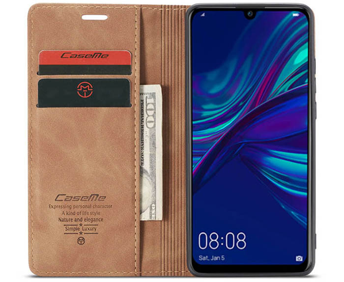 CaseMe Huawei P Smart 2019 Retro Wallet Kickstand Magnetic Flip Leather Case