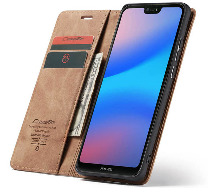 CaseMe Huawei P20 Lite Wallet Kickstand Magnetic Flip Leather Case