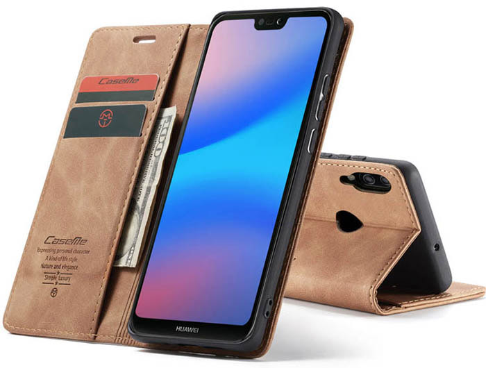 CaseMe Huawei P20 Lite Wallet Kickstand Magnetic Flip Leather Case