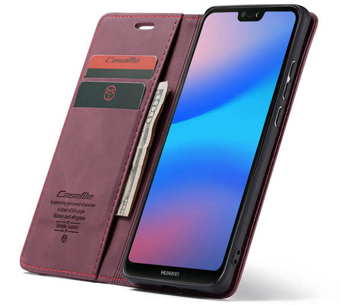 CaseMe Huawei P20 Lite Wallet Kickstand Magnetic Flip Leather Case