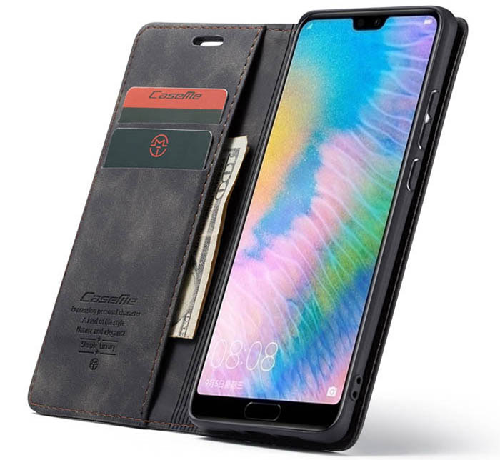 CaseMe Huawei P20 Pro Wallet Kickstand Magnetic Flip Leather Case