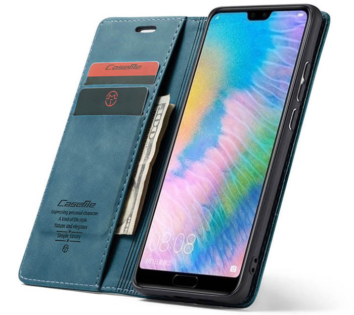 CaseMe Huawei P20 Wallet Kickstand Magnetic Flip Leather Case