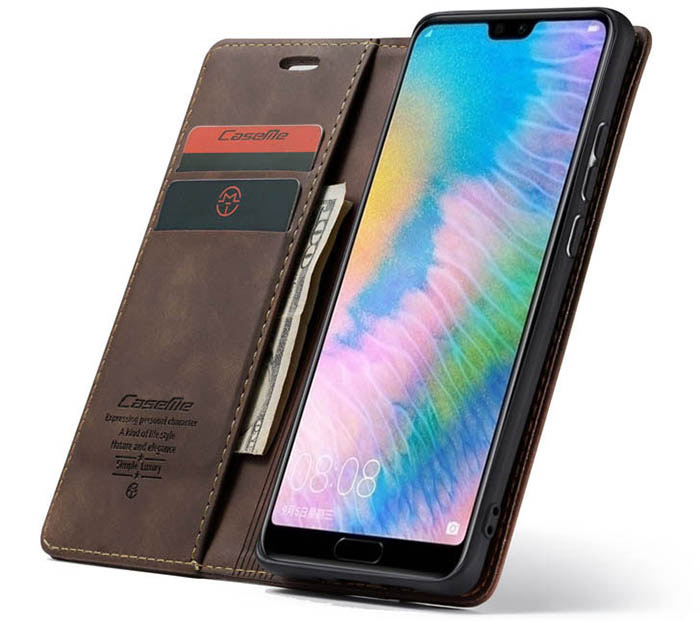 CaseMe Huawei P20 Wallet Kickstand Magnetic Flip Leather Case