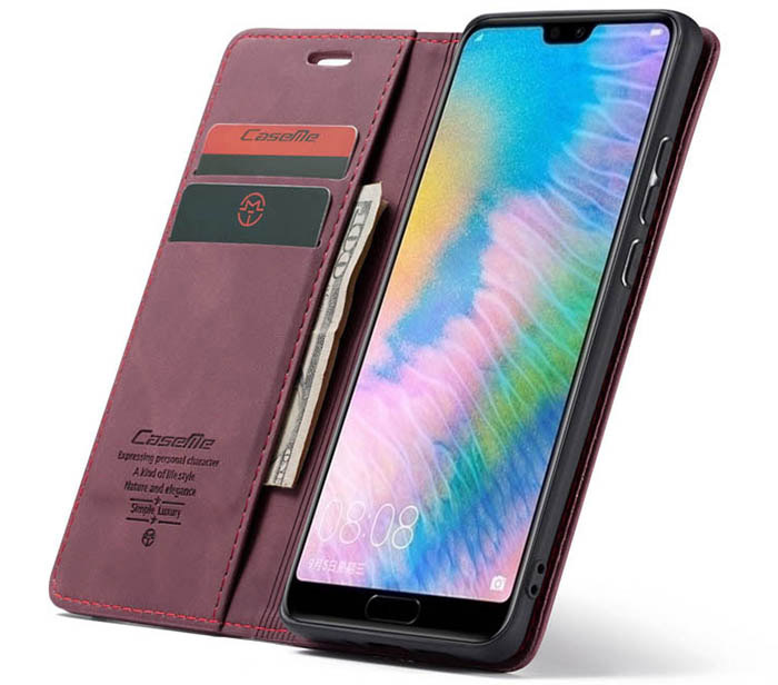 CaseMe Huawei P20 Wallet Kickstand Magnetic Flip Leather Case