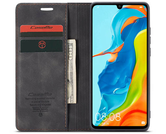 CaseMe Huawei P30 Lite Retro Wallet Kickstand Magnetic Flip Leather Case