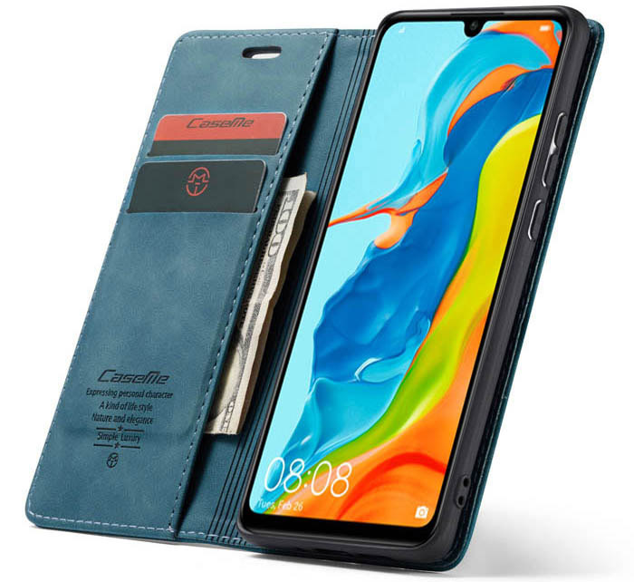 CaseMe Huawei P30 Lite Retro Wallet Kickstand Magnetic Flip Leather Case