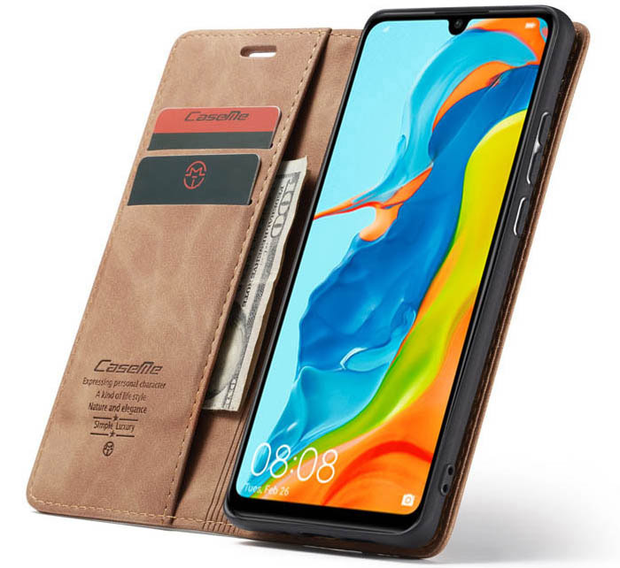 CaseMe Huawei P30 Lite Retro Wallet Kickstand Magnetic Flip Leather Case