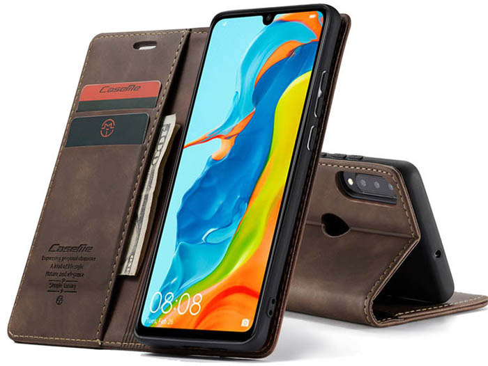 CaseMe Huawei P30 Lite Retro Wallet Kickstand Magnetic Flip Leather Case