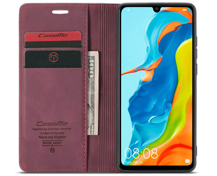 CaseMe Huawei P30 Lite Retro Wallet Kickstand Magnetic Flip Leather Case