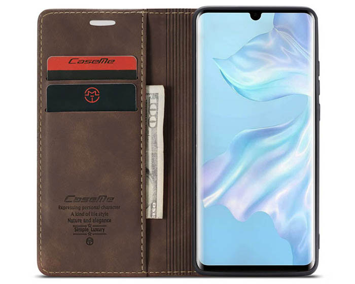 CaseMe Huawei P30 Pro Retro Wallet Kickstand Magnetic Flip Leather Case