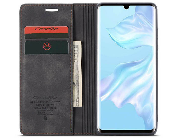 CaseMe Huawei P30 Retro Wallet Kickstand Magnetic Flip Leather Case