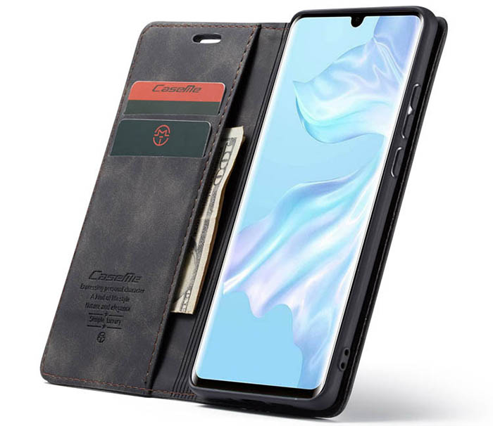 CaseMe Huawei P30 Retro Wallet Kickstand Magnetic Flip Leather Case