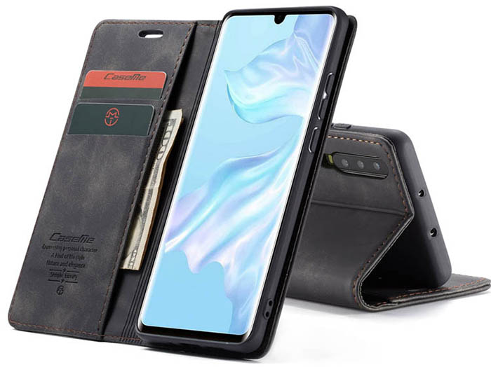 CaseMe Huawei P30 Retro Wallet Kickstand Magnetic Flip Leather Case