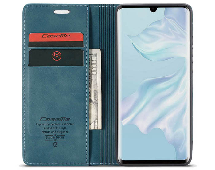 CaseMe Huawei P30 Retro Wallet Kickstand Magnetic Flip Leather Case