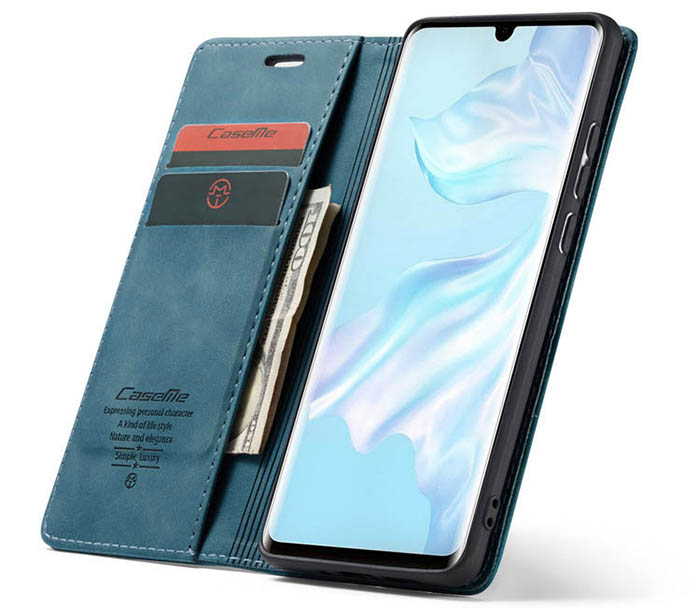 CaseMe Huawei P30 Retro Wallet Kickstand Magnetic Flip Leather Case