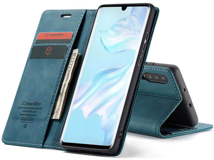 CaseMe Huawei P30 Retro Wallet Kickstand Magnetic Flip Leather Case