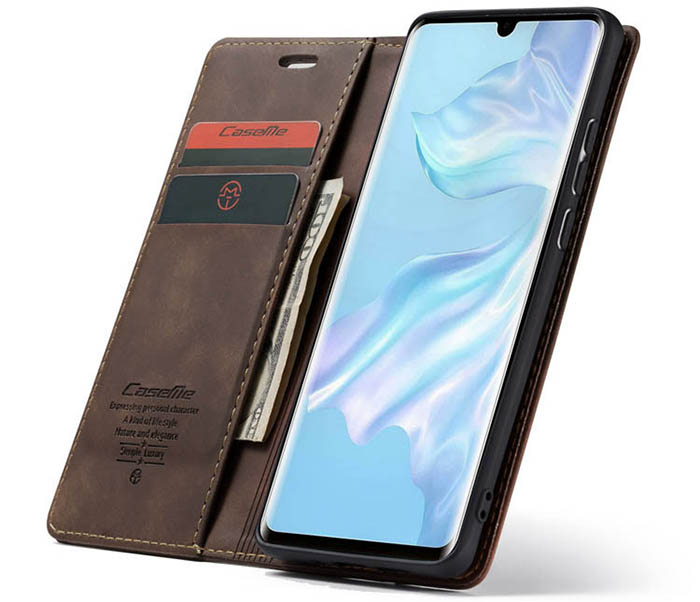 CaseMe Huawei P30 Retro Wallet Kickstand Magnetic Flip Leather Case