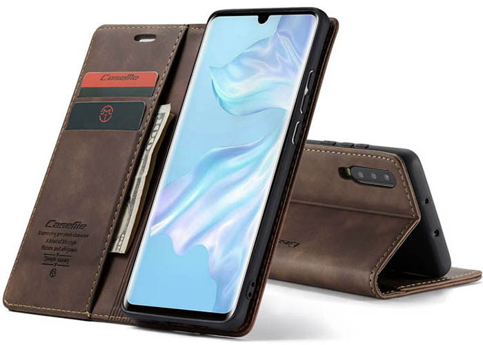 CaseMe Huawei P30 Retro Wallet Kickstand Magnetic Flip Leather Case