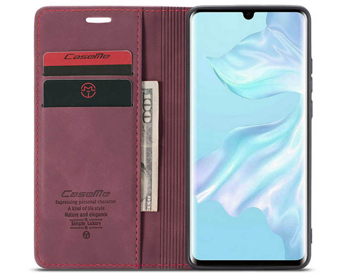 CaseMe Huawei P30 Retro Wallet Kickstand Magnetic Flip Leather Case