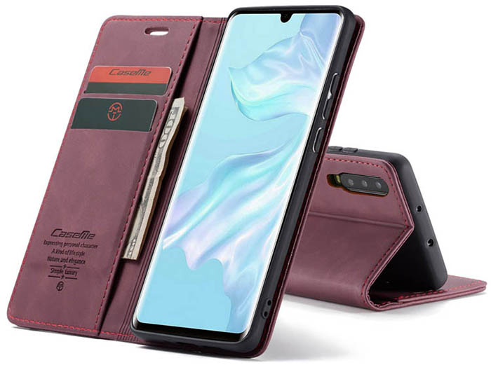 CaseMe Huawei P30 Retro Wallet Kickstand Magnetic Flip Leather Case