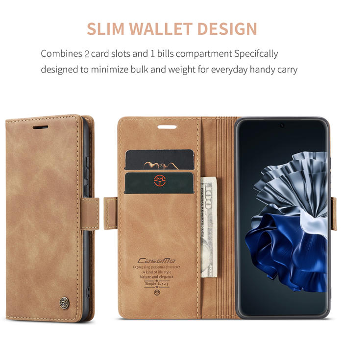 CaseMe Huawei P60 Pro Wallet Suede Leather Case