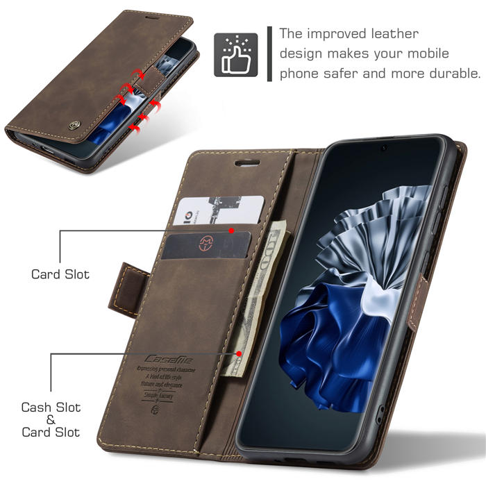 CaseMe Huawei P60 Pro Wallet Suede Leather Case